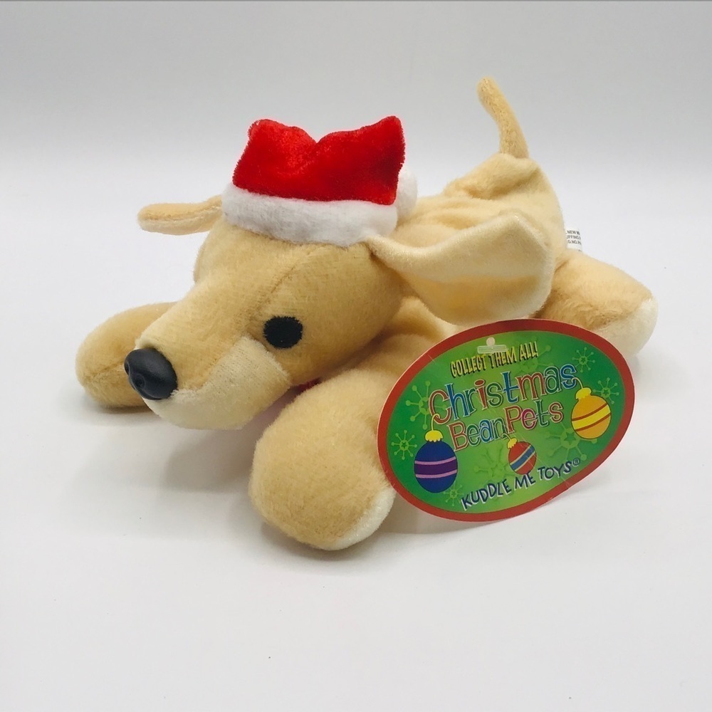 KELLYTOY Santa Taco Dog 8” Christmas Bean Pets Plush Brown Stuffed Toy Chihuahua